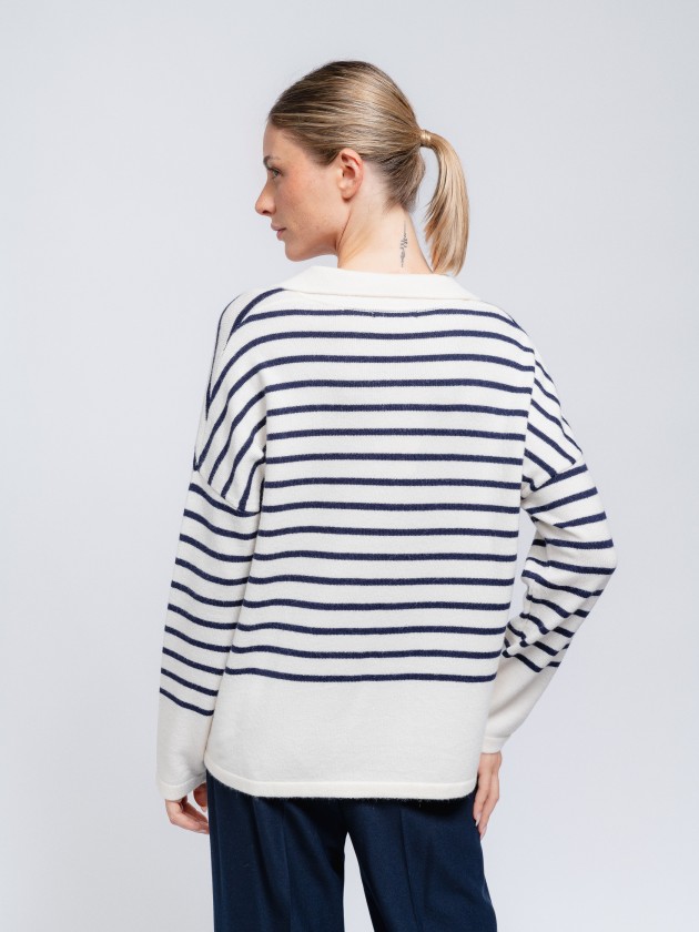 Striped polo sweater