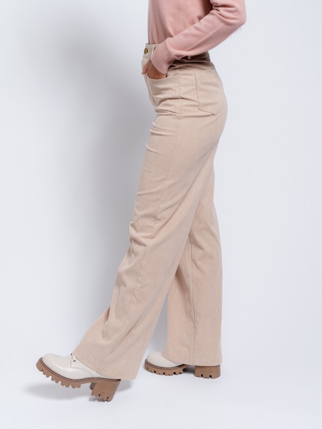 High-waisted corduroy trousers
