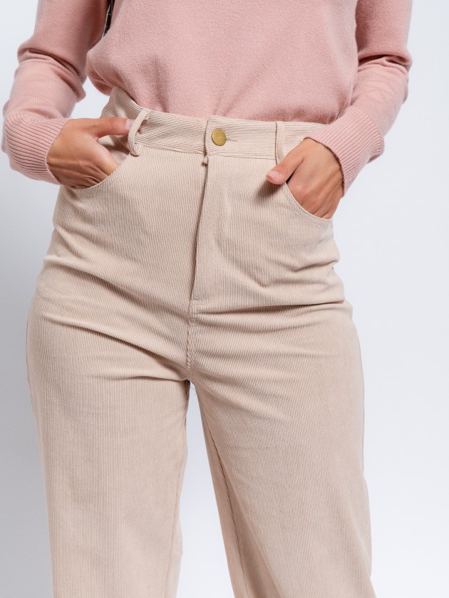 High-waisted corduroy trousers