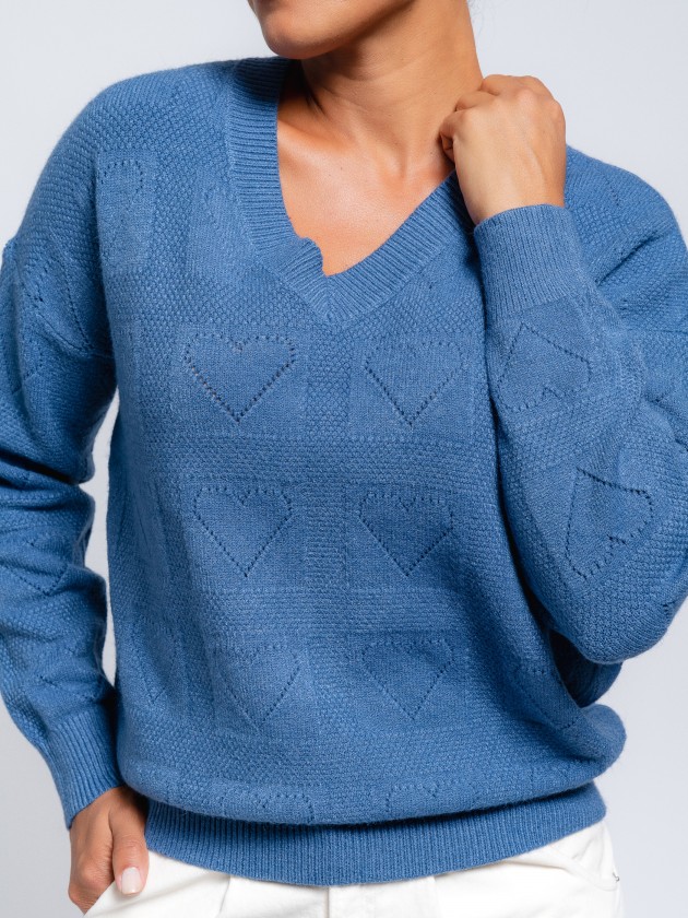 Knit sweater with hearts