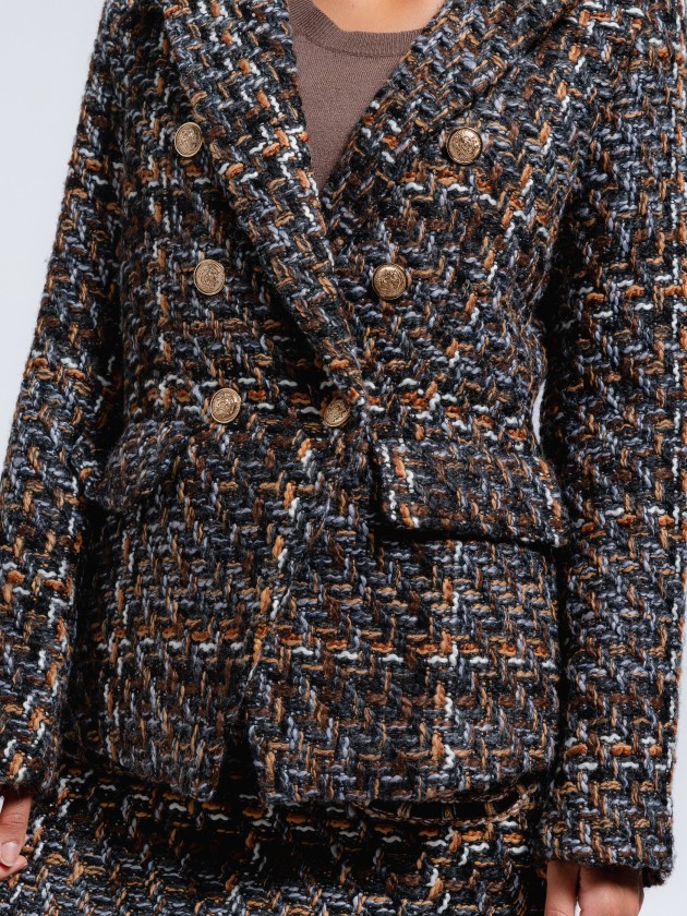 Tweed blazer with gold buttons