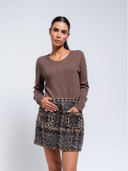 Tweed skirt with pockets