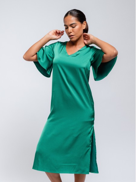 Satin dress with side opens