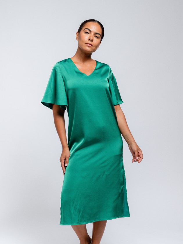 Satin dress with side opens