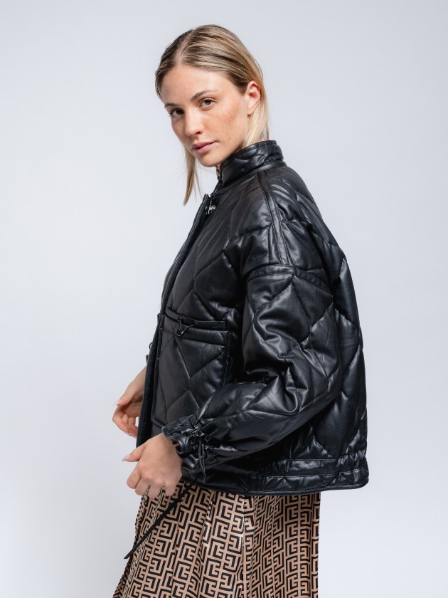 Pu jacket with front pockets