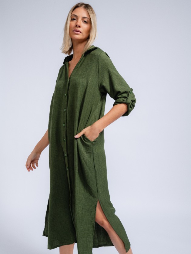 Shirt dress with openings