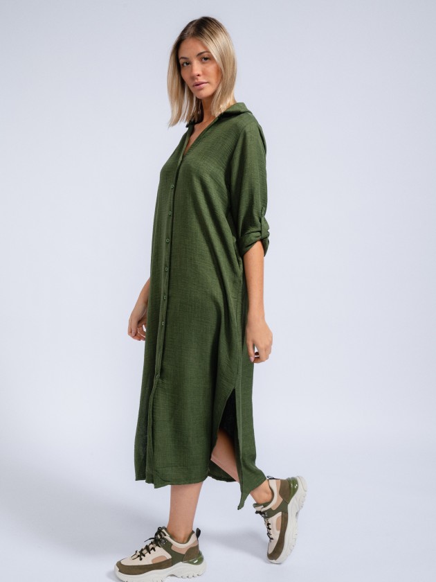 Shirt dress with openings