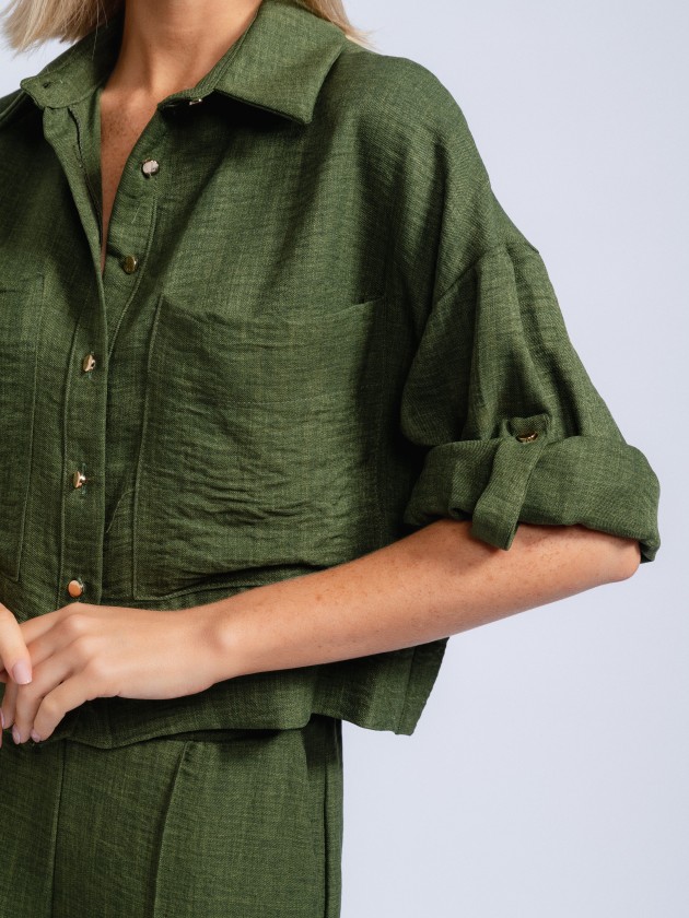 Blouse with patch pockets