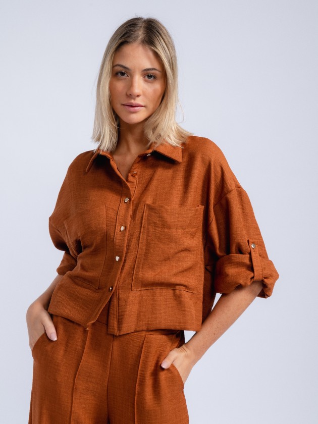 Blouse with patch pockets