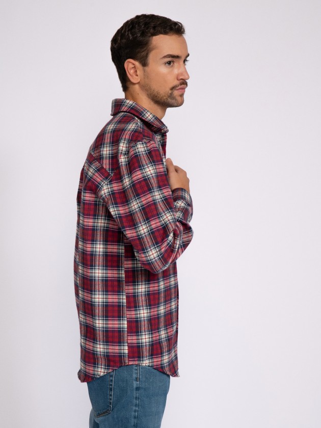 Shirt in plaid flannel fabric
