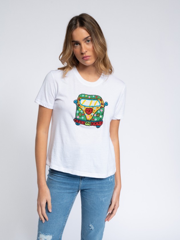 T-shirt com miangas