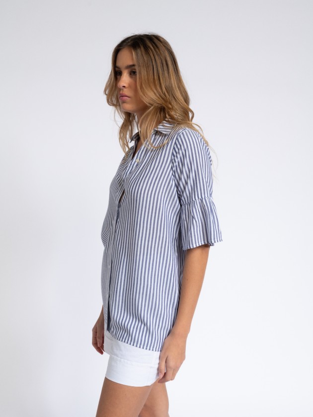 Striped ruffle blouse