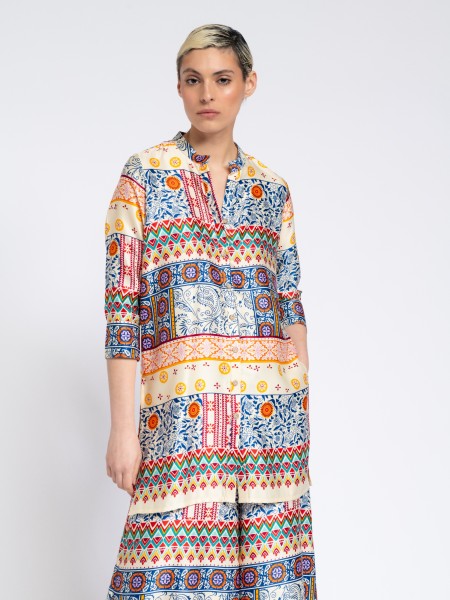 Printed satin tunic