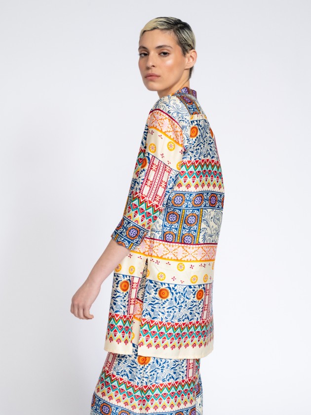 Printed satin tunic