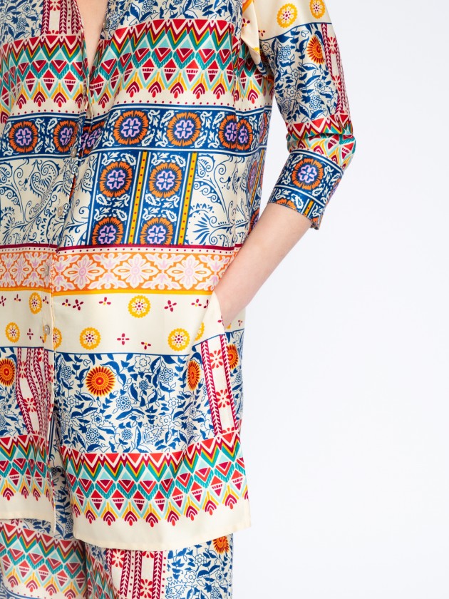 Printed satin tunic