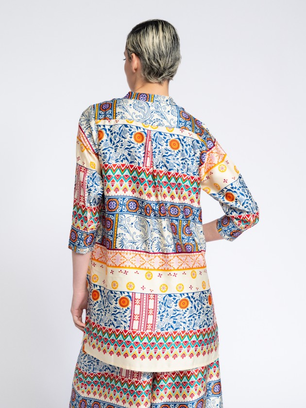 Printed satin tunic