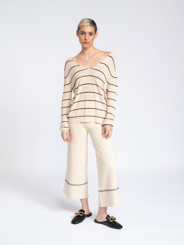Camisola de malha s riscas com laos