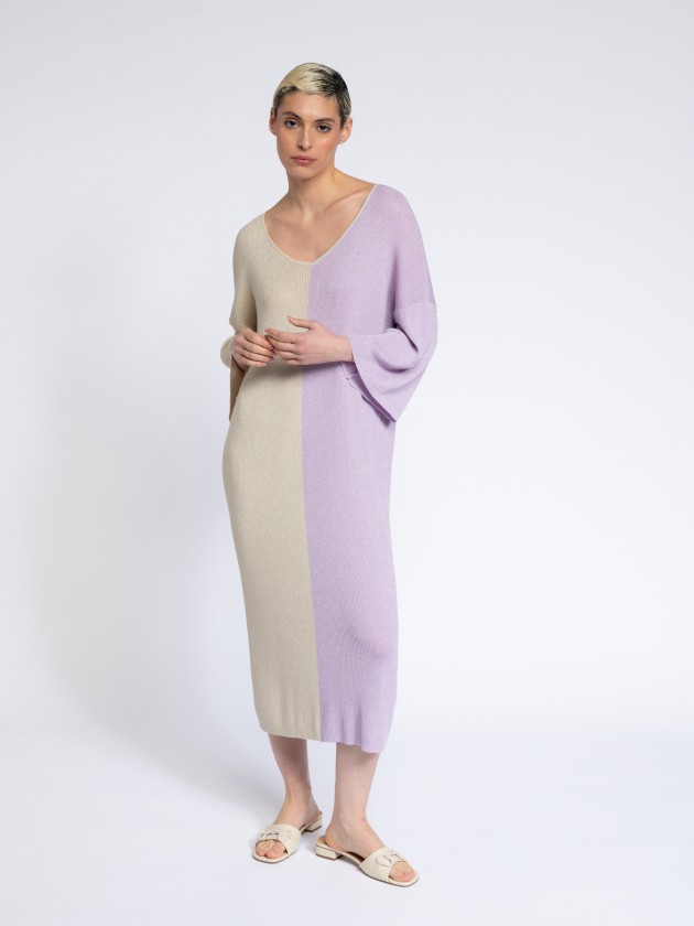 Vestido malha bicolor