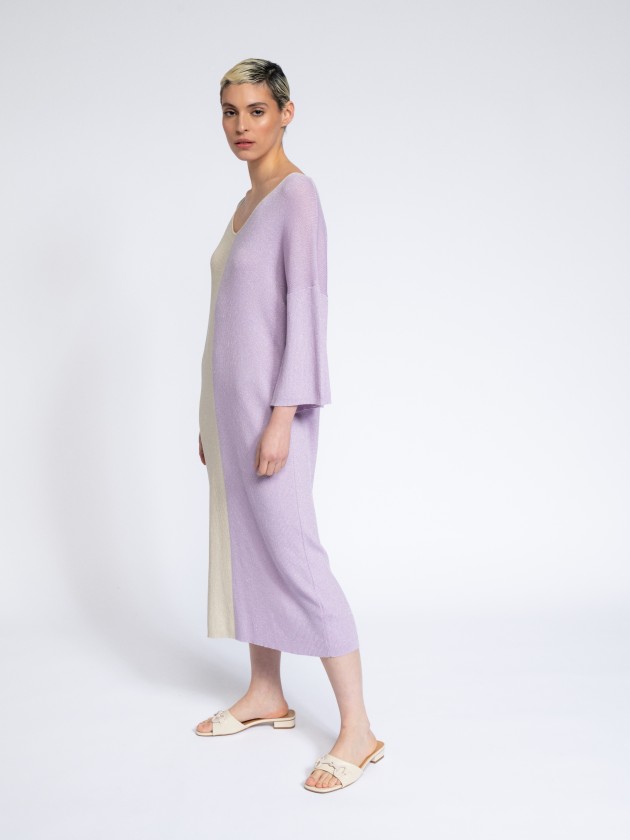 Vestido malha bicolor