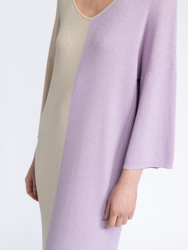 Vestido malha bicolor