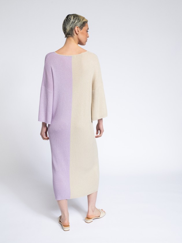 Vestido malha bicolor