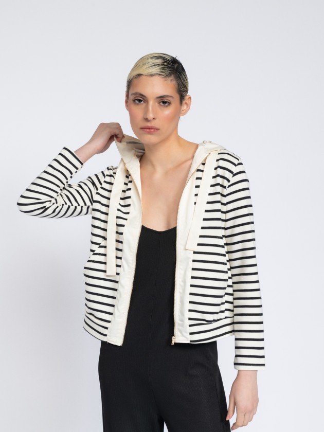 Striped hooded jacket