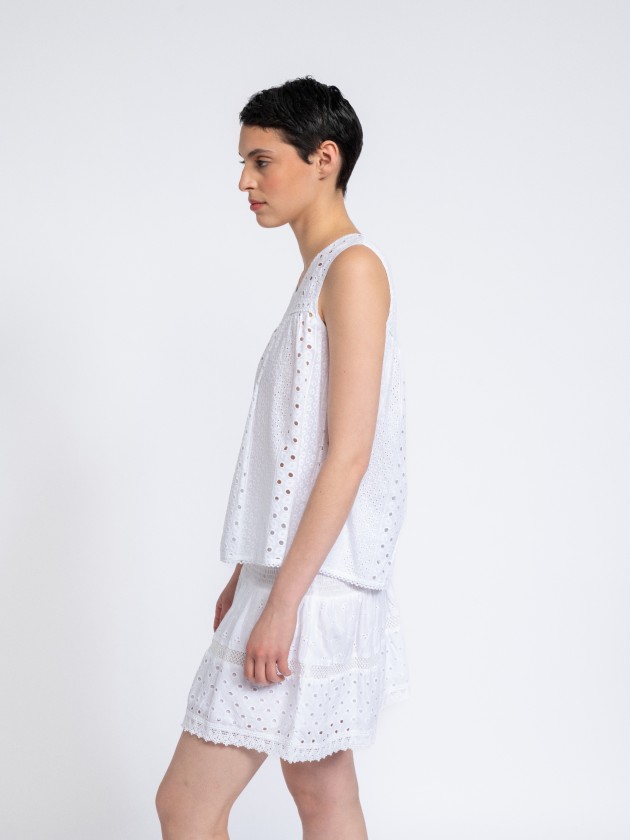 White embroidered top with lace