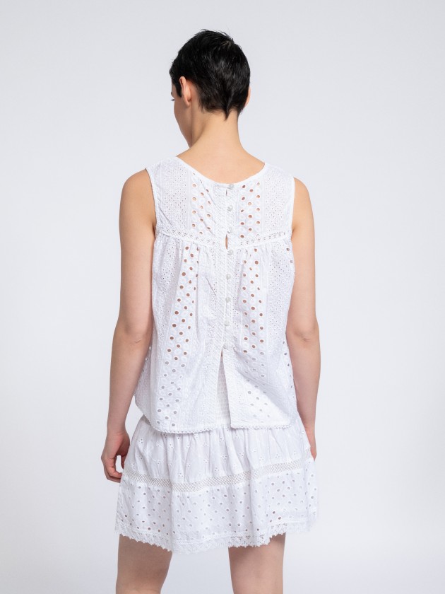 White embroidered top with lace
