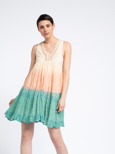 Embroidered dress with gradient effect