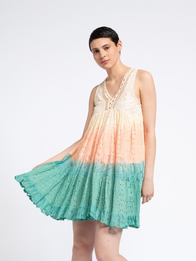 Embroidered dress with gradient effect