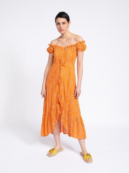 Off the shoulder embroidered dress