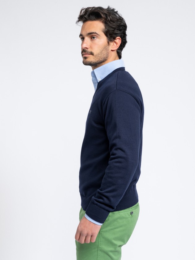 Camisola de malha decote em v