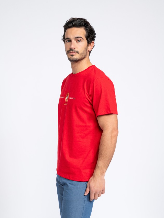 T-shirt com estampado e bordado