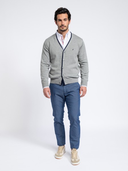 Cardigan com contrastes