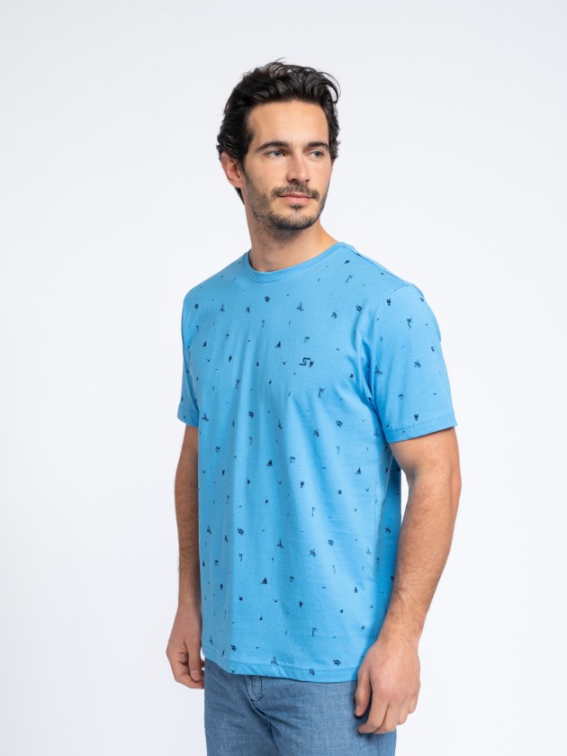 T-shirt estampada com bordado