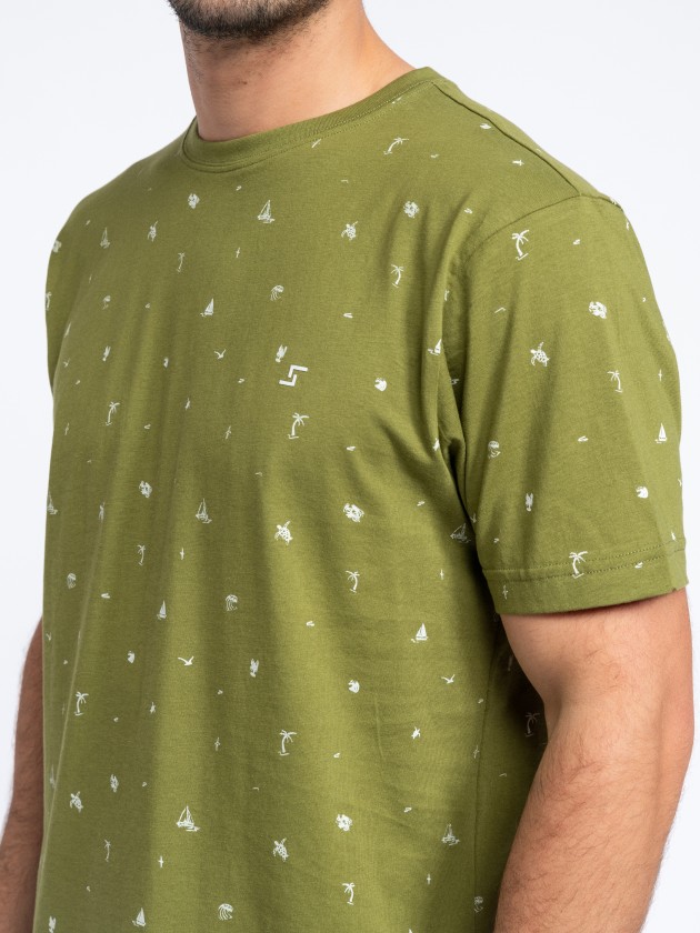T-shirt estampada com bordado