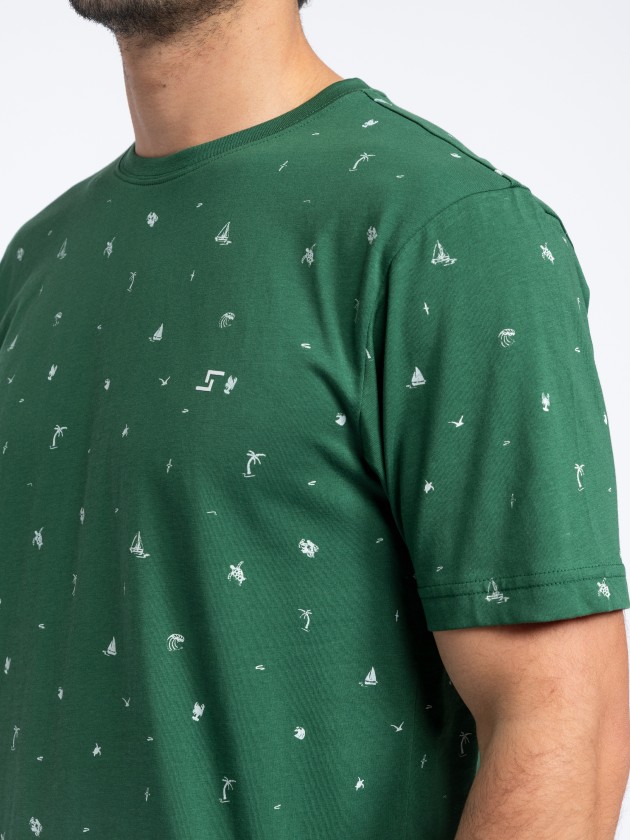 T-shirt estampada com bordado