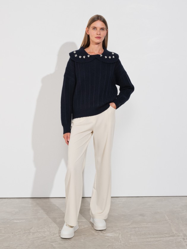 Camisola de malha com gola
