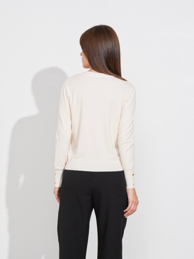 Knitwear sweater with v-neck and button detail