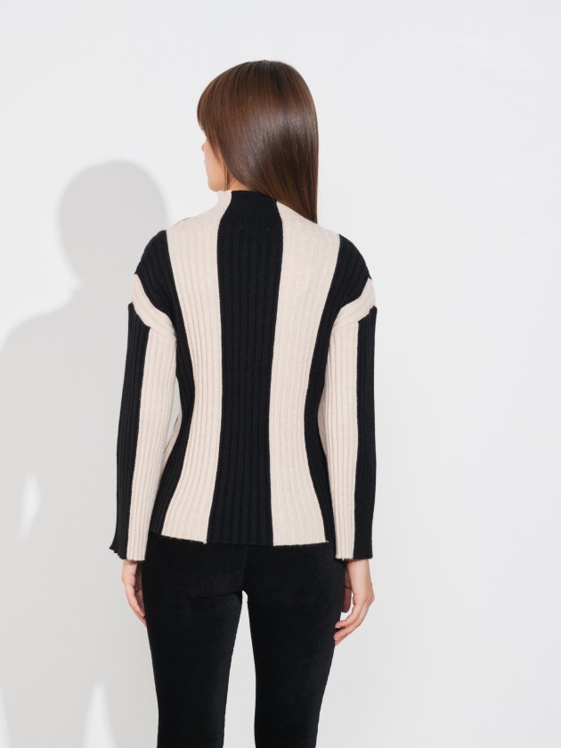 Striped turtleneck knitwear sweater
