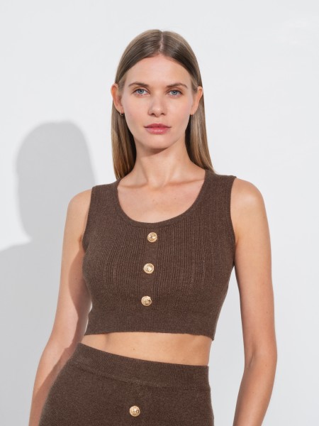 Knitwear crop top with buttons