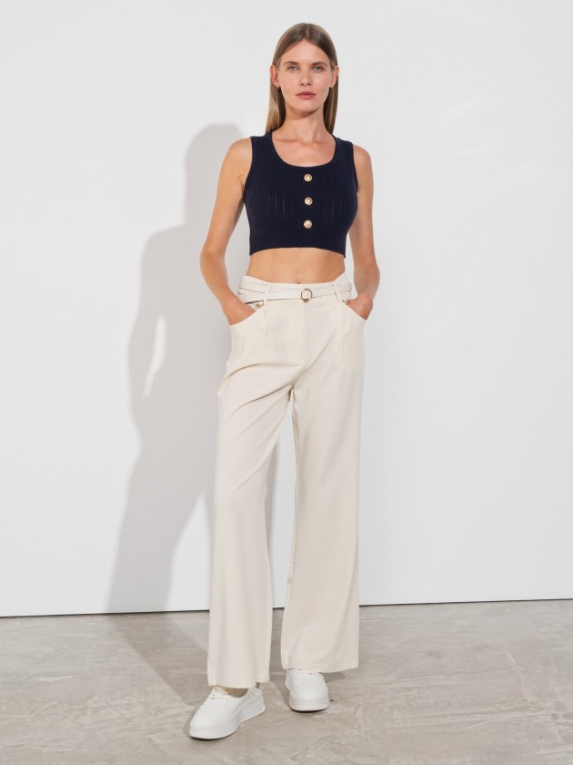 Crop top de malha com botes