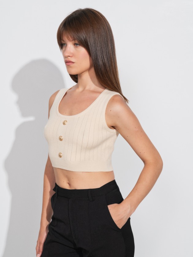 Knitwear crop top with buttons