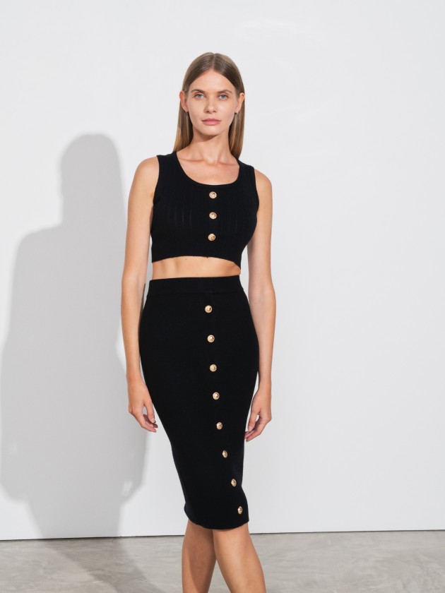Crop top de malha com botes
