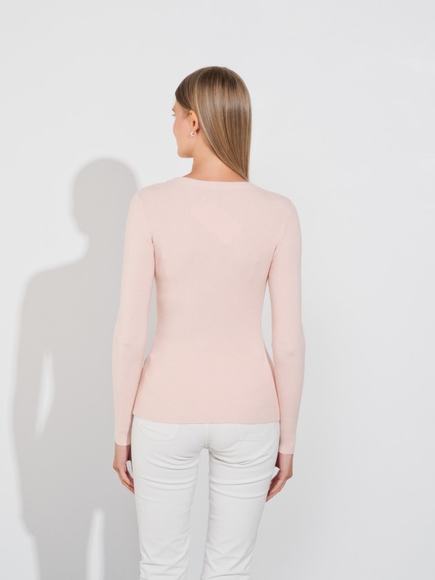 Knitwear sweater with round neckline and button detail