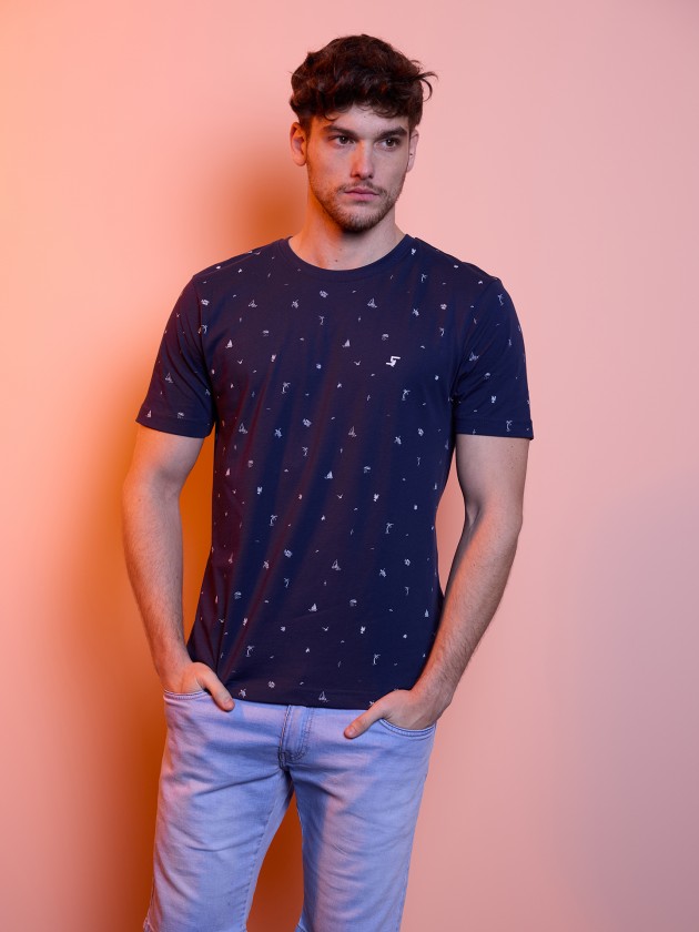 Stamped basic t-shirt with embroidery