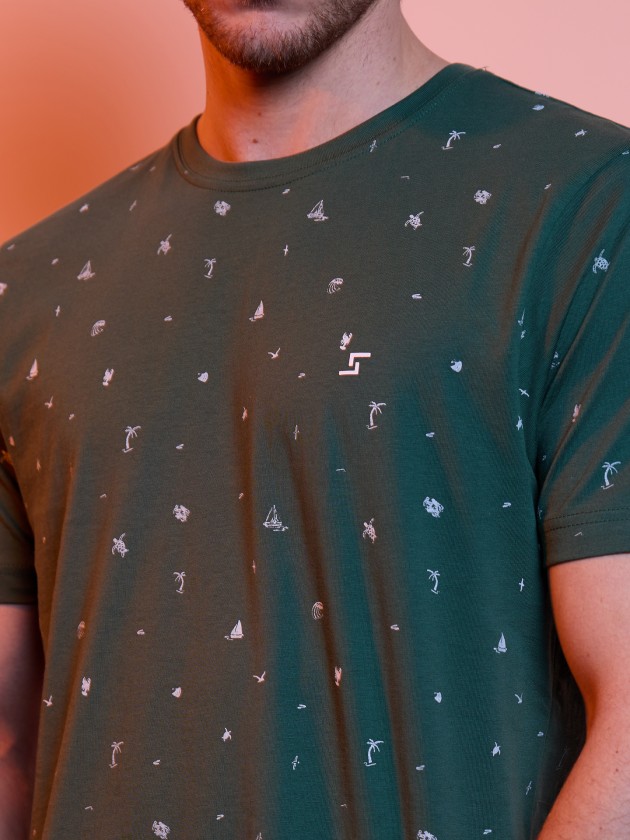 Stamped basic t-shirt with embroidery