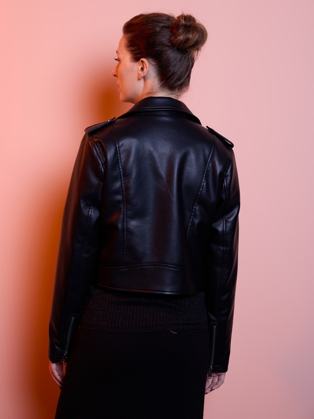Leather effect biker jacket