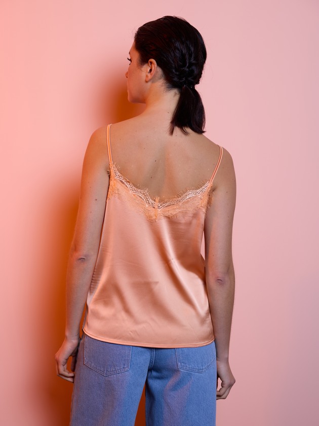 Satin top with lace details