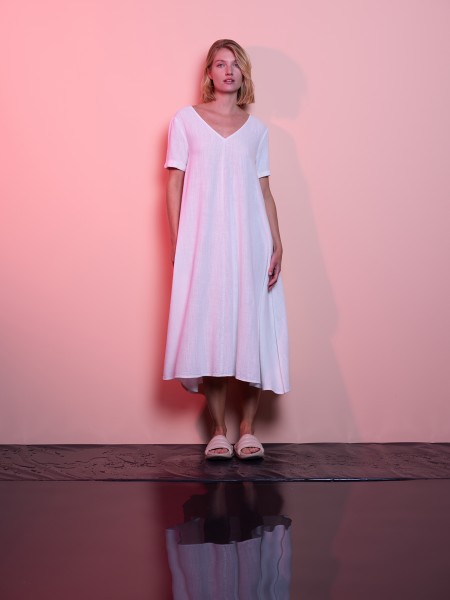 Linen dress with v-neck